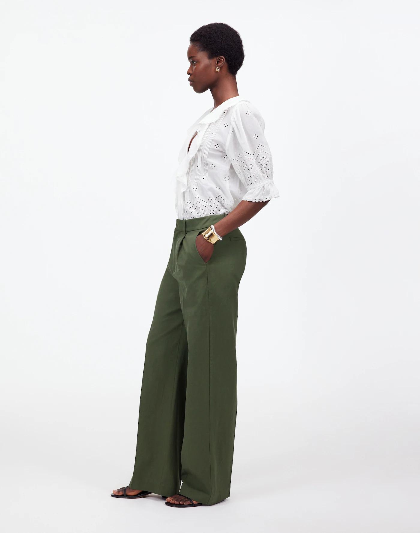 Slouchy Straight Pants in Drapey Twill Product Image