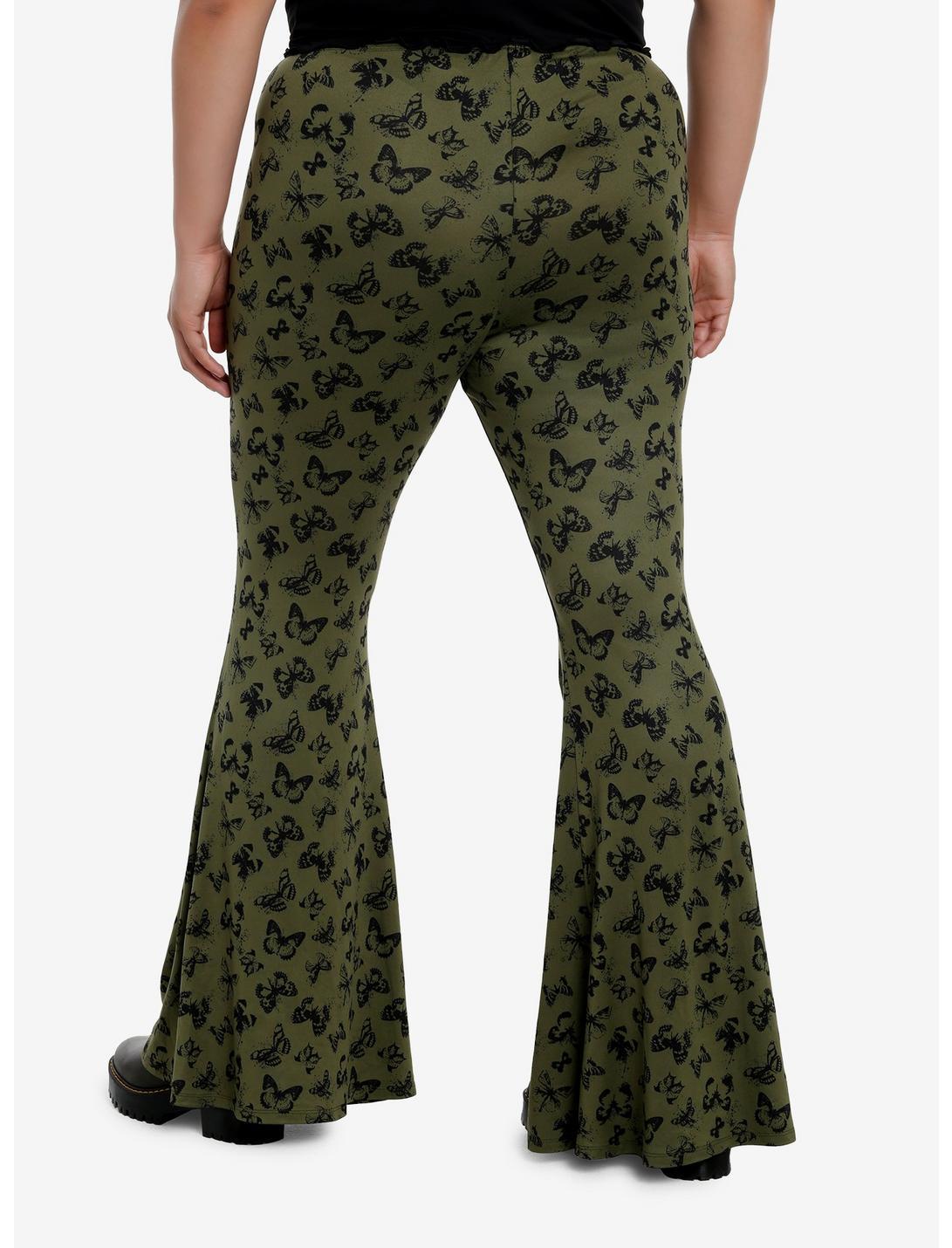 Thorn & Fable Green & Black Butterfly Flare Leggings Plus Size Product Image