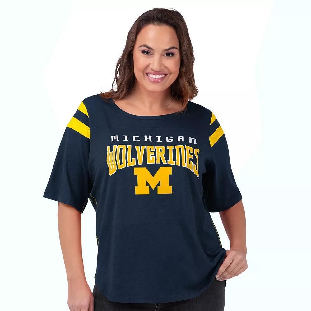 Women's G-III 4Her by Carl Banks Navy Michigan Wolverines Linebacker T-Shirt,  Product Image