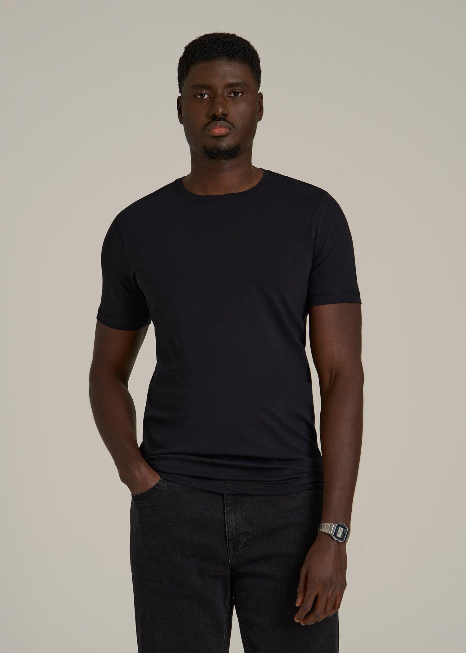 The Essential SLIM-FIT Crewneck Tee for Tall Men in Black Male Product Image