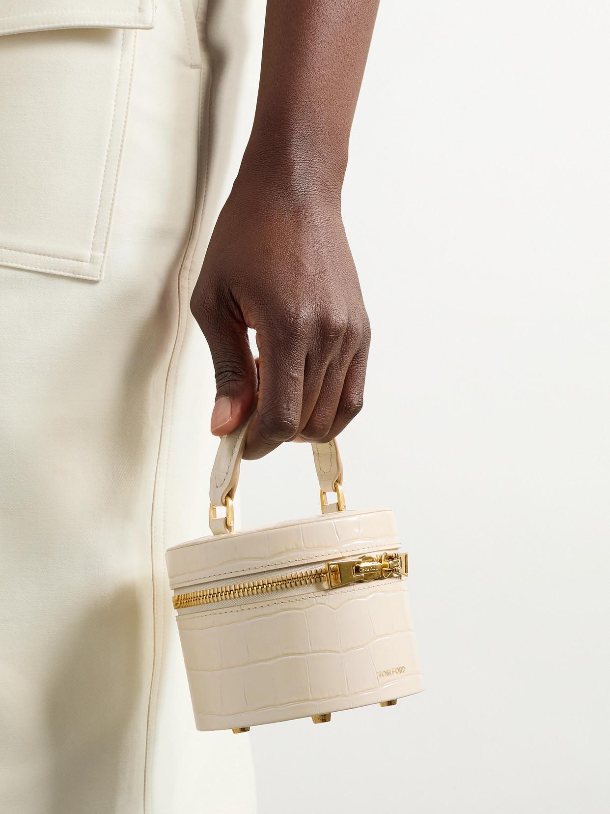 TOM FORD Audrey Mini Croc-effect Leather Tote In Ivory Product Image