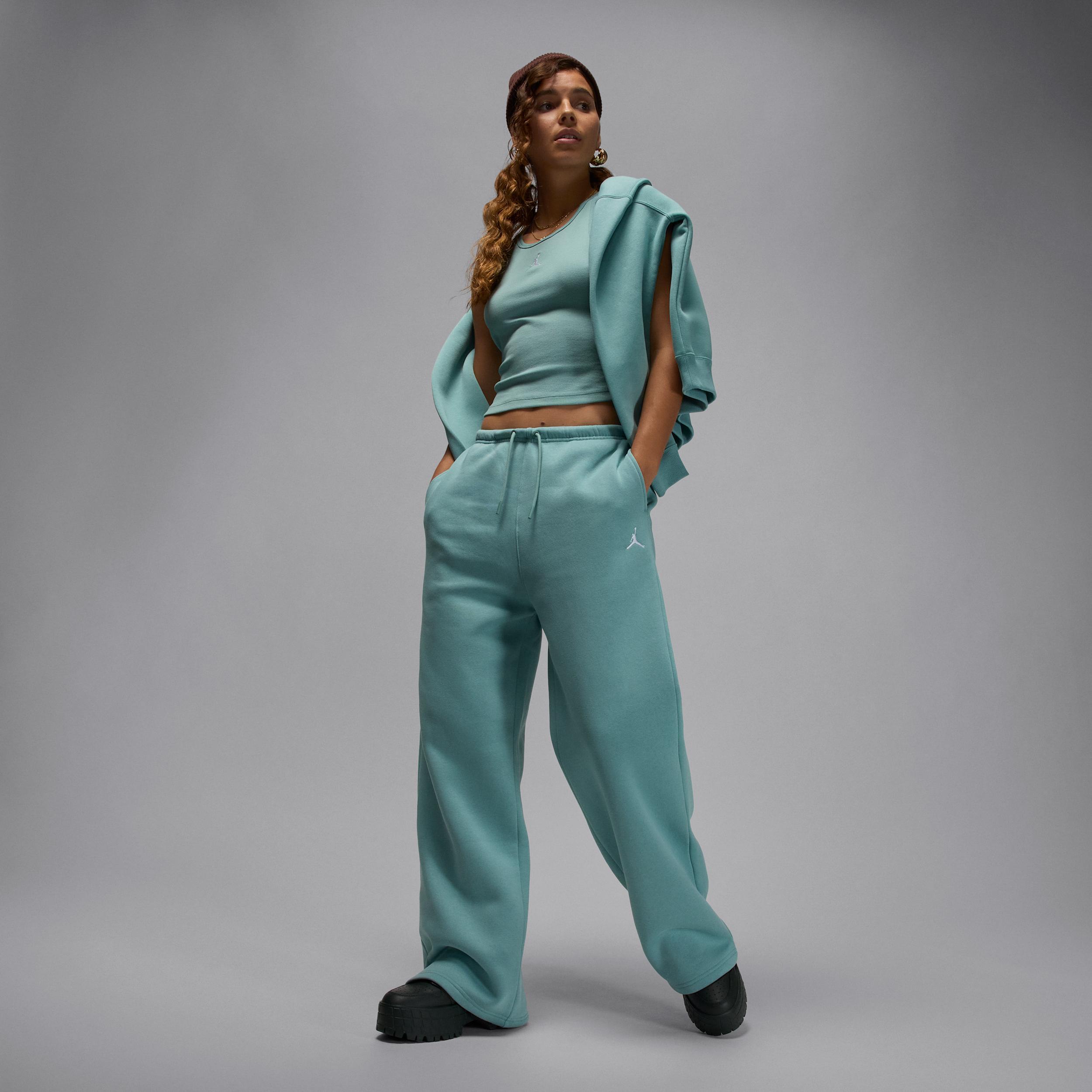 Jordan Womens Jordan Brooklyn Fleece OH Pants - Womens Cannon/White Product Image