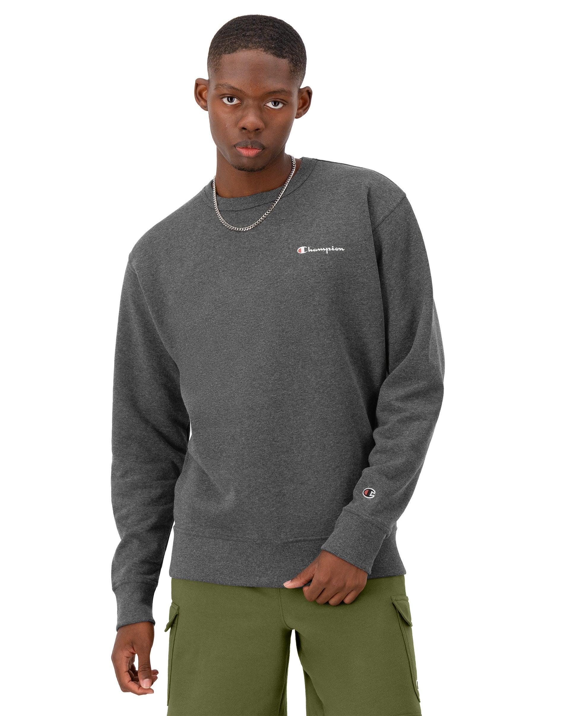 Mens Champion Powerblend Crewneck Sweatshirt, Script Logo Navy M Product Image