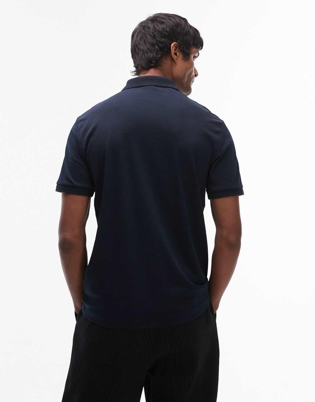 Selected Homme half zip polo in navy  Product Image