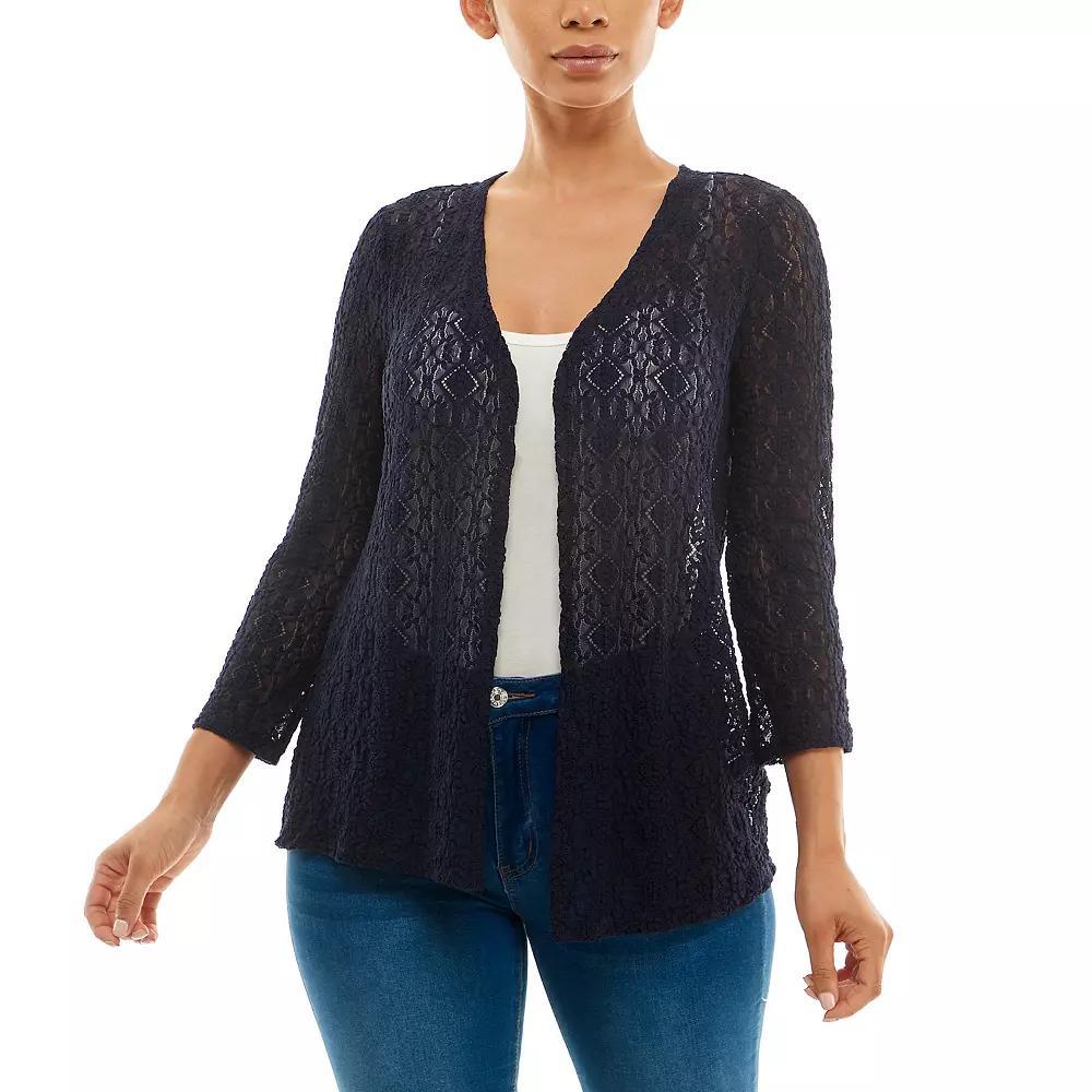 Women's Nina Leonard Lace Bolero, Size: Small, Black Product Image