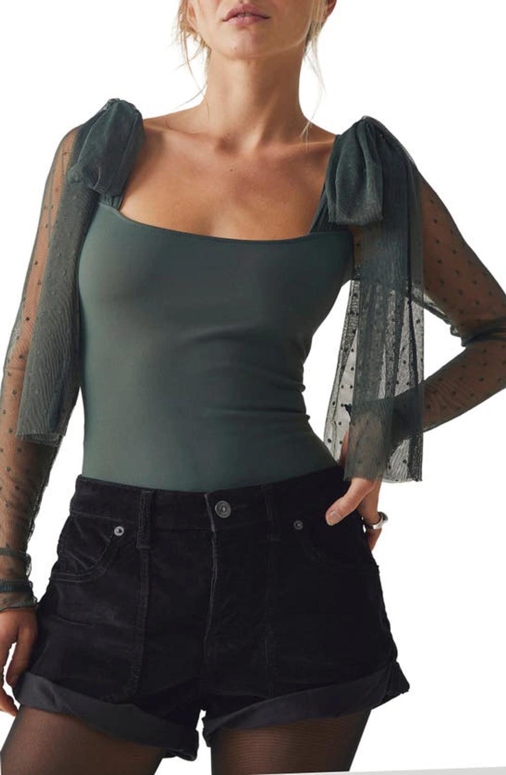 Free People x Intimately FP Tongue Tied Bodysuit In Green Gables Size XS. Product Image