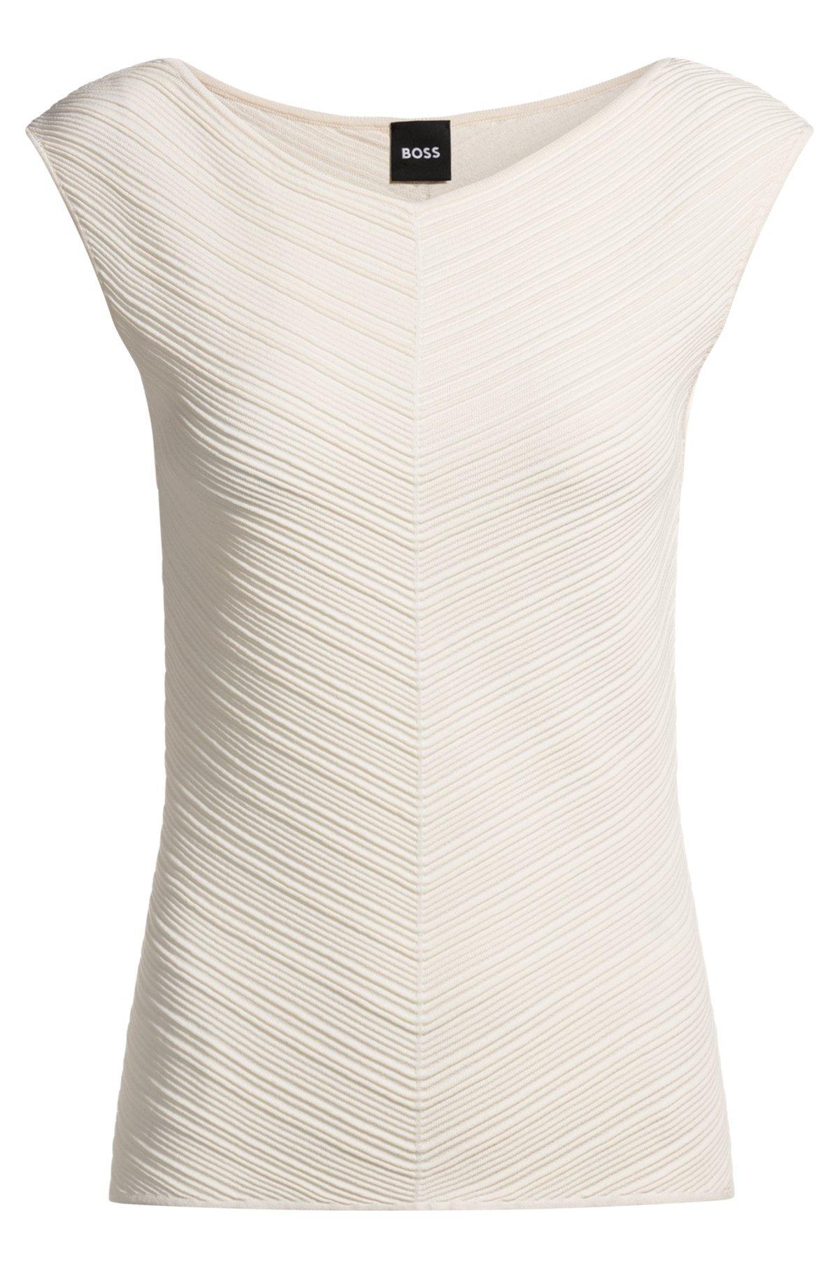 V-neck top with knitted structure Product Image