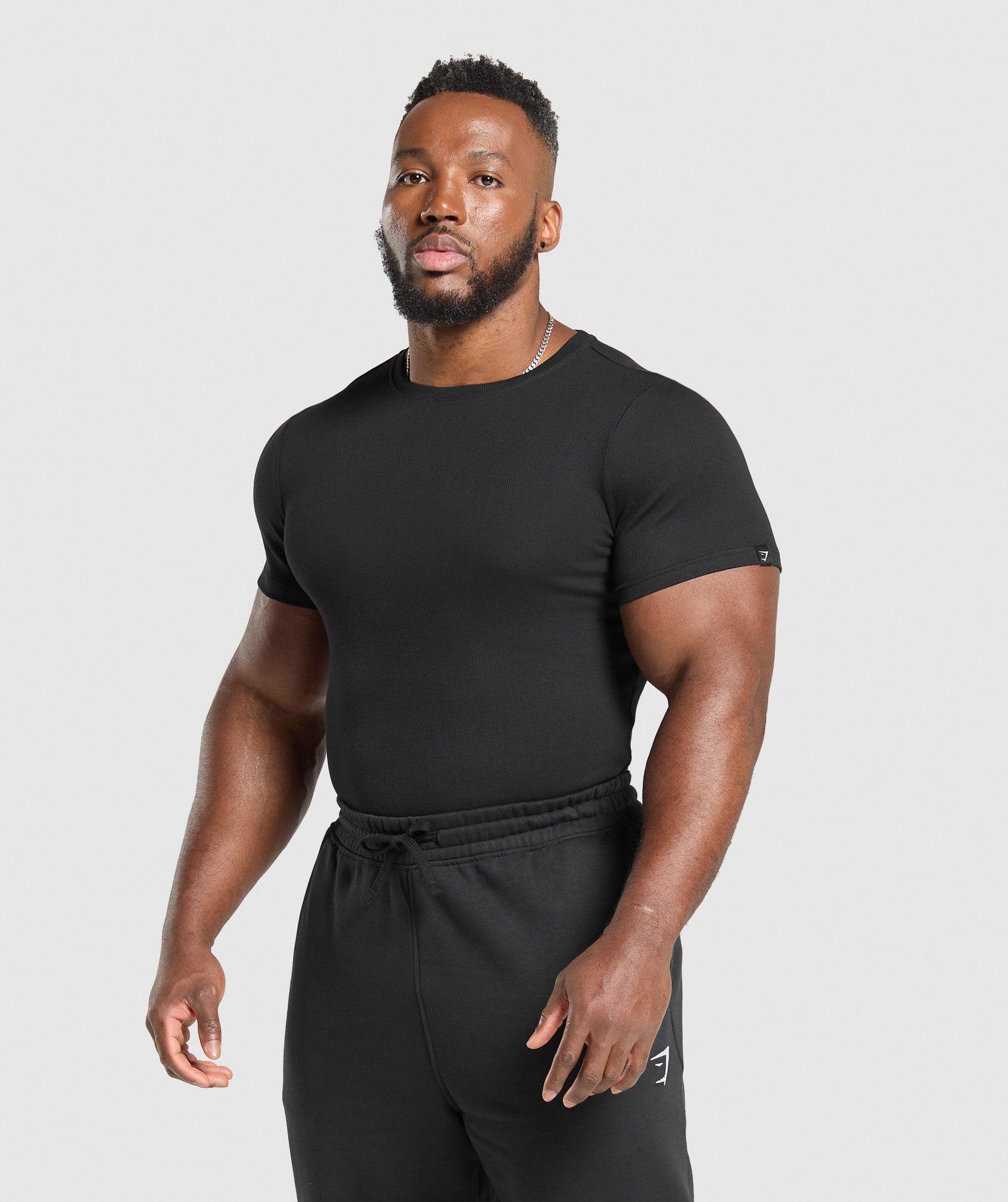 Gymshark Ribbed T-Shirt - Black Male Product Image