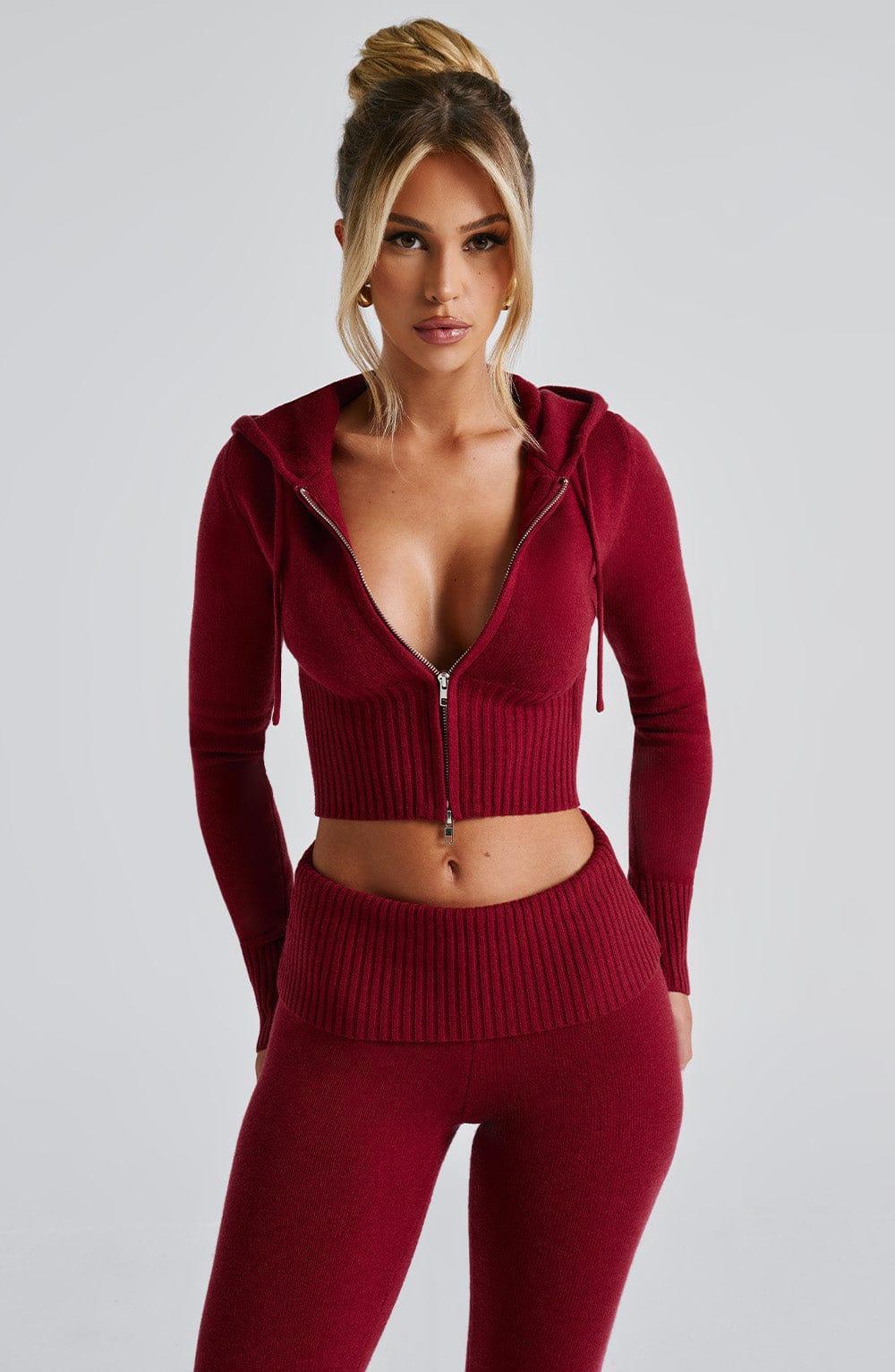 Portia Knit Hoodie - Red Product Image