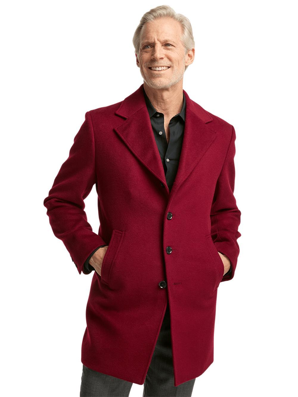 Wool Single Breasted Topcoat - Red Product Image