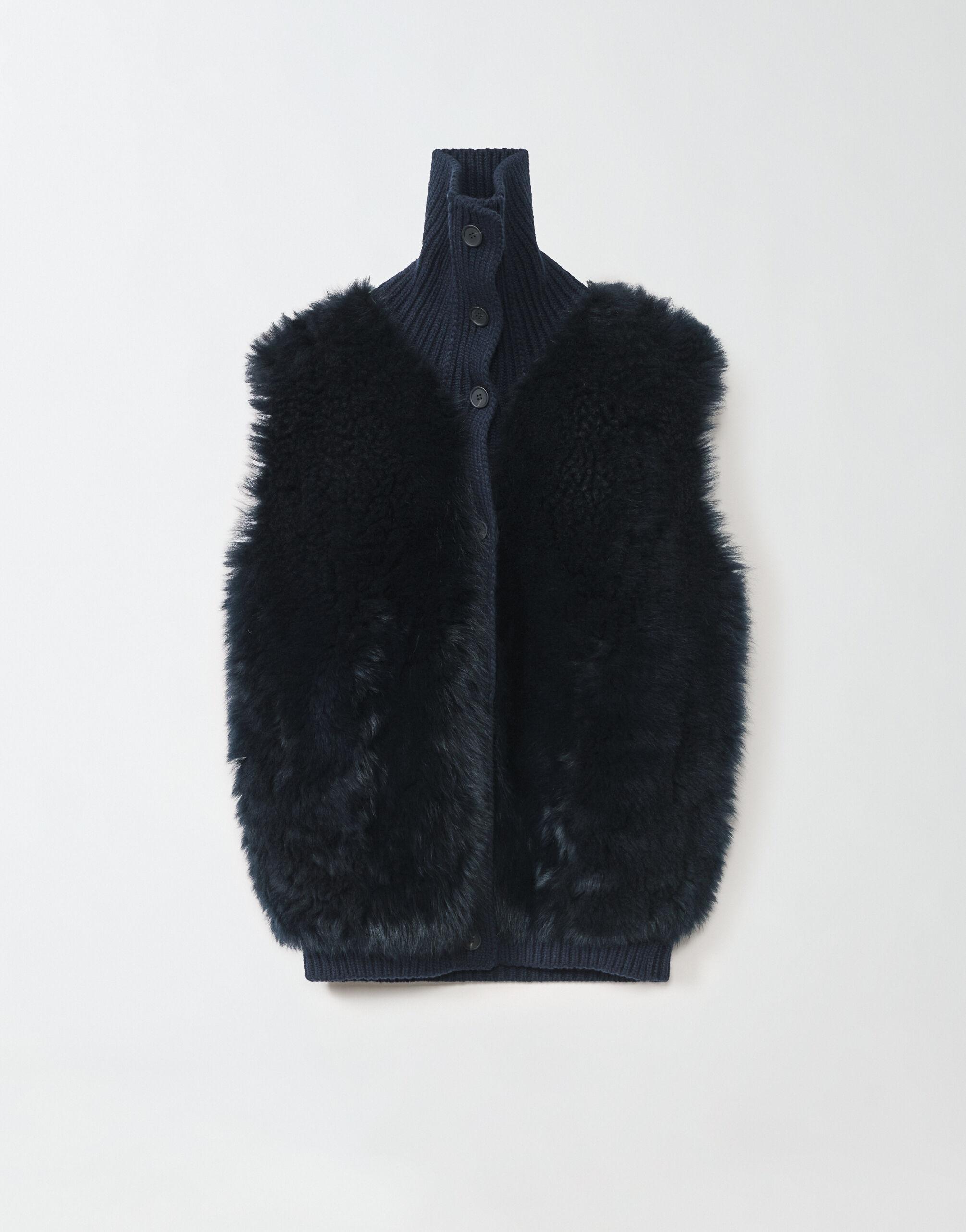 FABIANA FILIPPI Platinum And Shearling Gilet In Blue Product Image