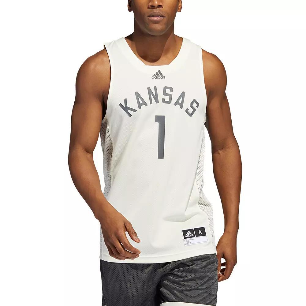 Men's adidas #1 Cream Kansas Jayhawks Reverse Retro Jersey,  Product Image