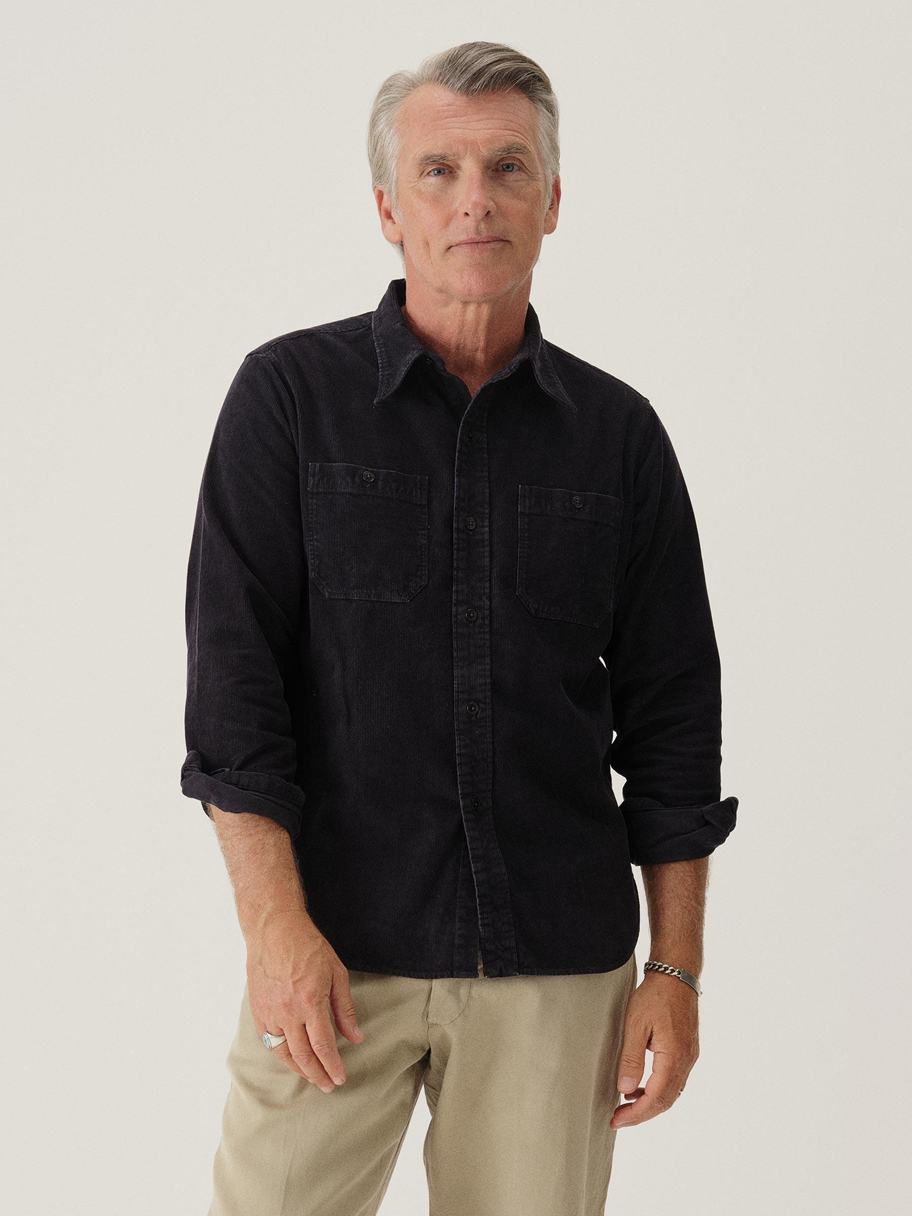 Dress Navy Draped Twill One Pocket Shirt Product Image