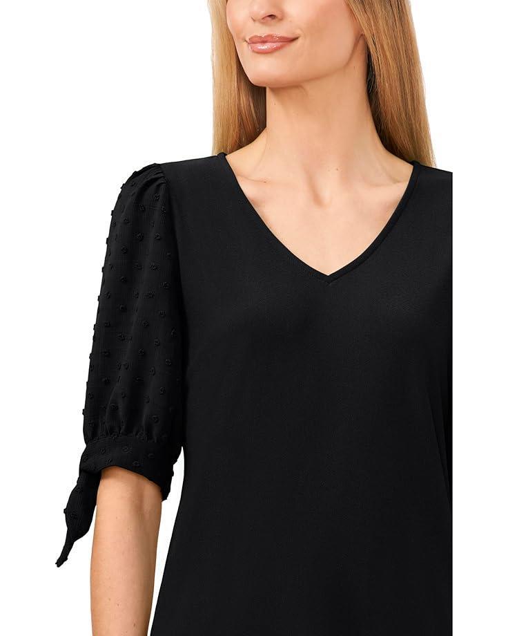 Short Sleeve Half Button Flowy Blouse Product Image