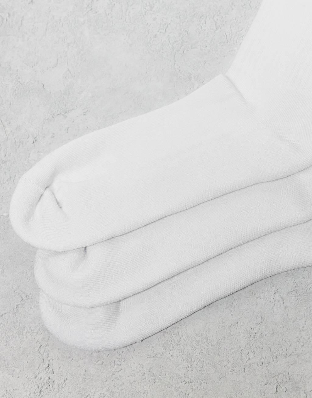 ASOS DESIGN 3 pack socks with hand symbols in white with black stripes Product Image