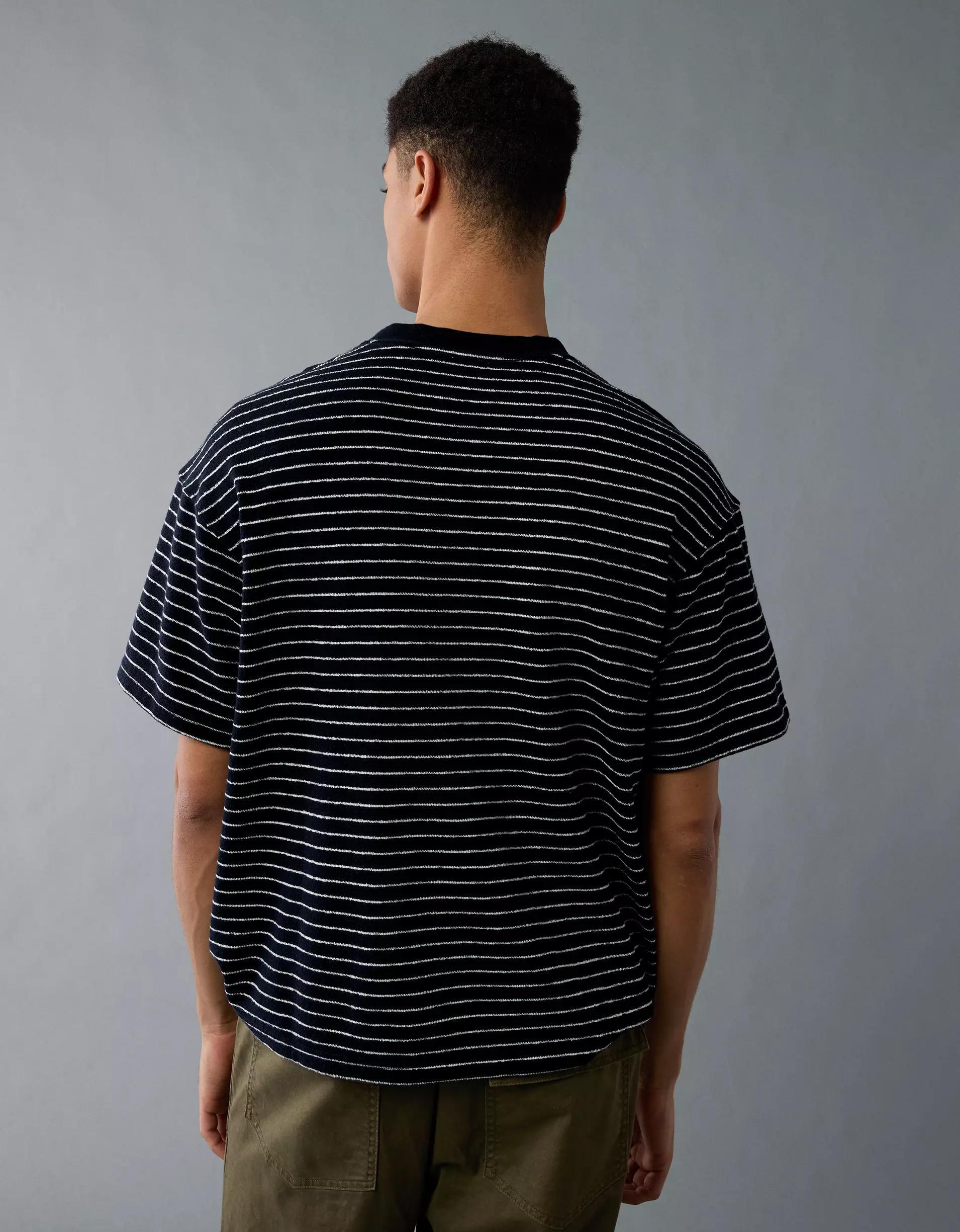 AE Boxy Textured Striped T-Shirt Product Image