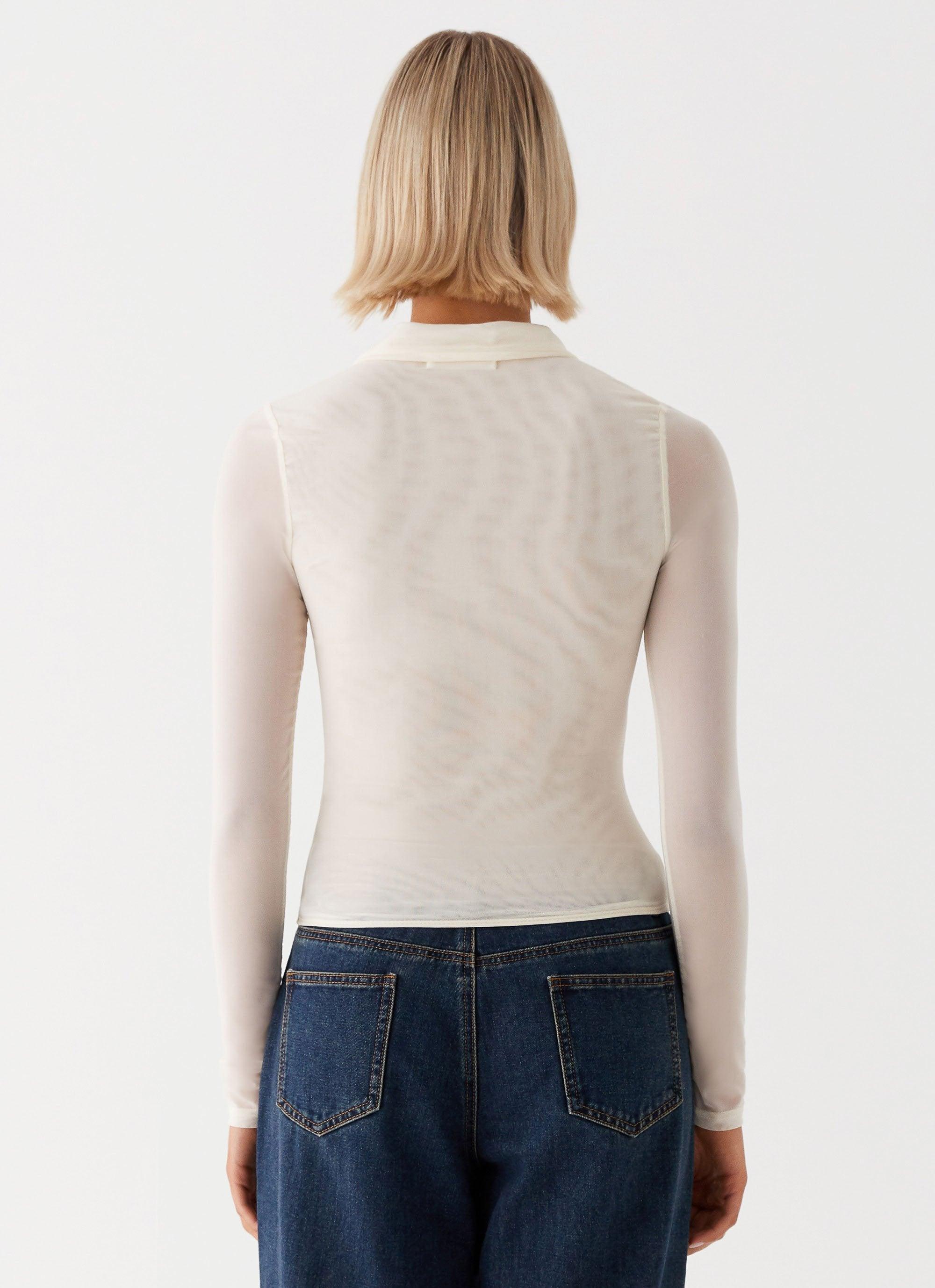 Lorna Zip Up Shirt - Ivory Product Image