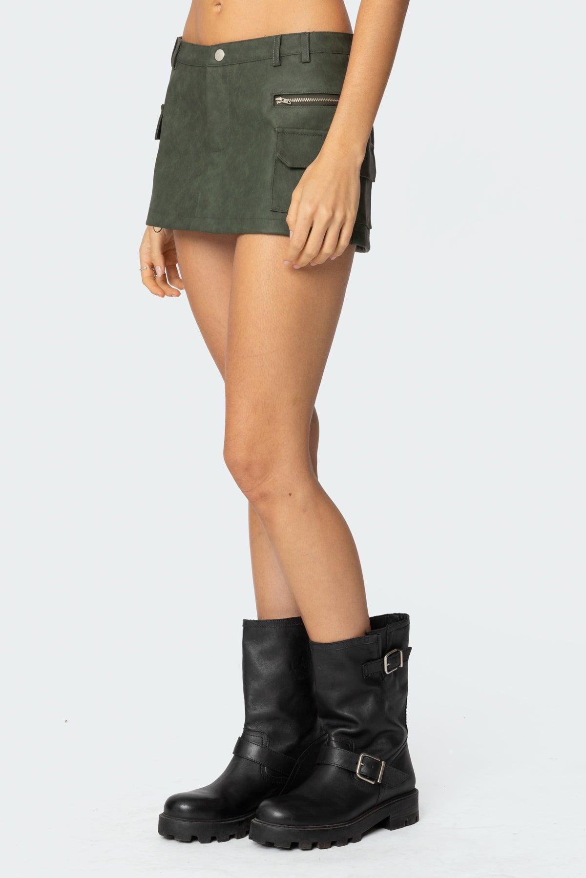 Faux Leather Cargo Micro Skort Product Image