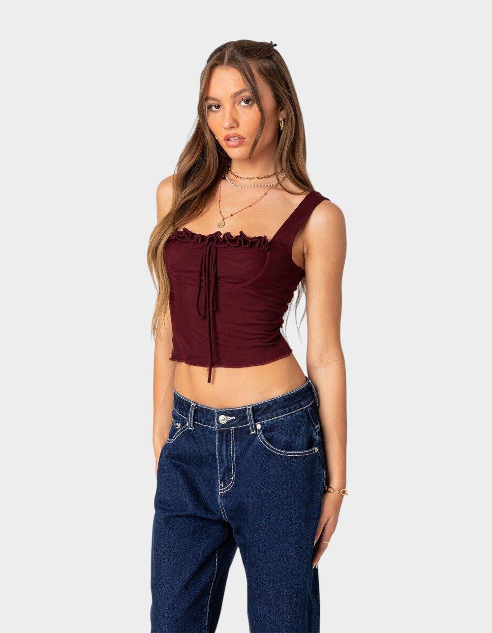 EDIKTED Aurelia Bustier Mesh Top Product Image