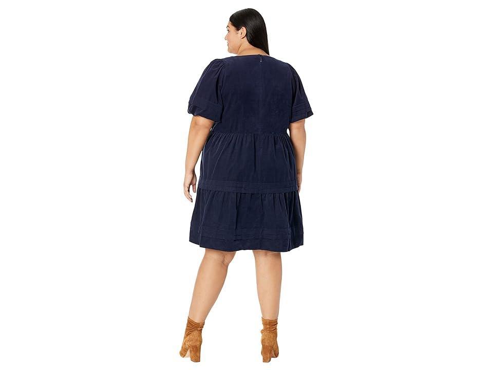 Madewell Plus Corduroy Tiered Mini Dress (Deep Indigo) Women's Dress Product Image