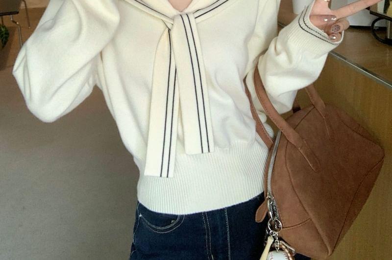 Sailor Collar Contrast Trim Sweater Product Image