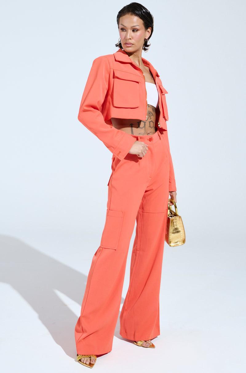 TAKE IT EASY CARGO PANT IN ORANGE Product Image