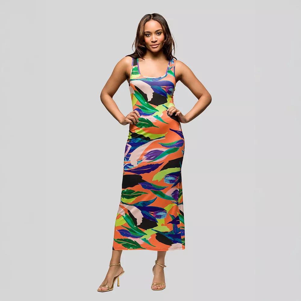 Women's 24Seven Comfort Apparel Razorback Casual Tank Maxi Dress, Size: Medium, Orange Team Product Image