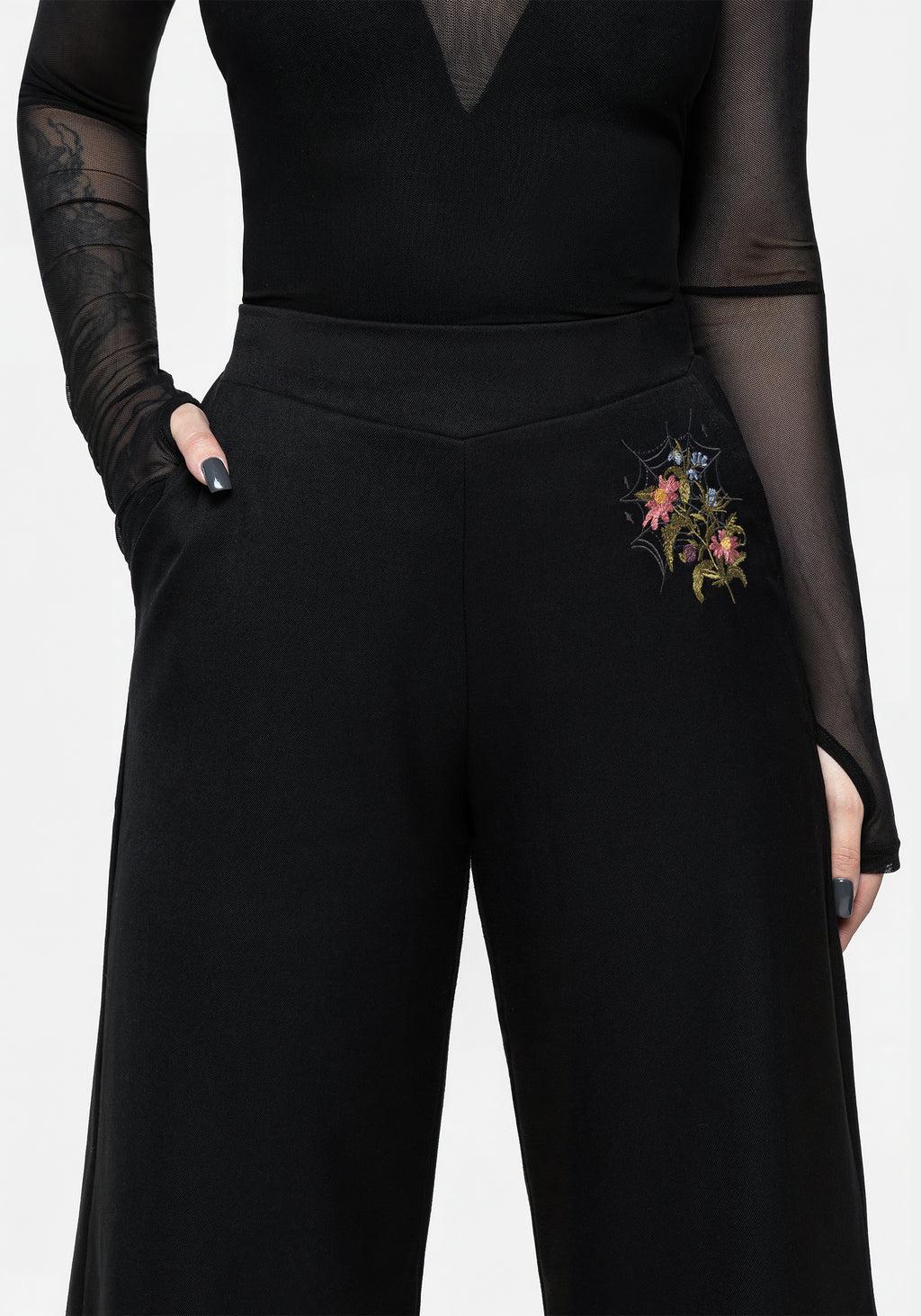 Cleome Floral Spiderweb Embroidered Trousers Product Image