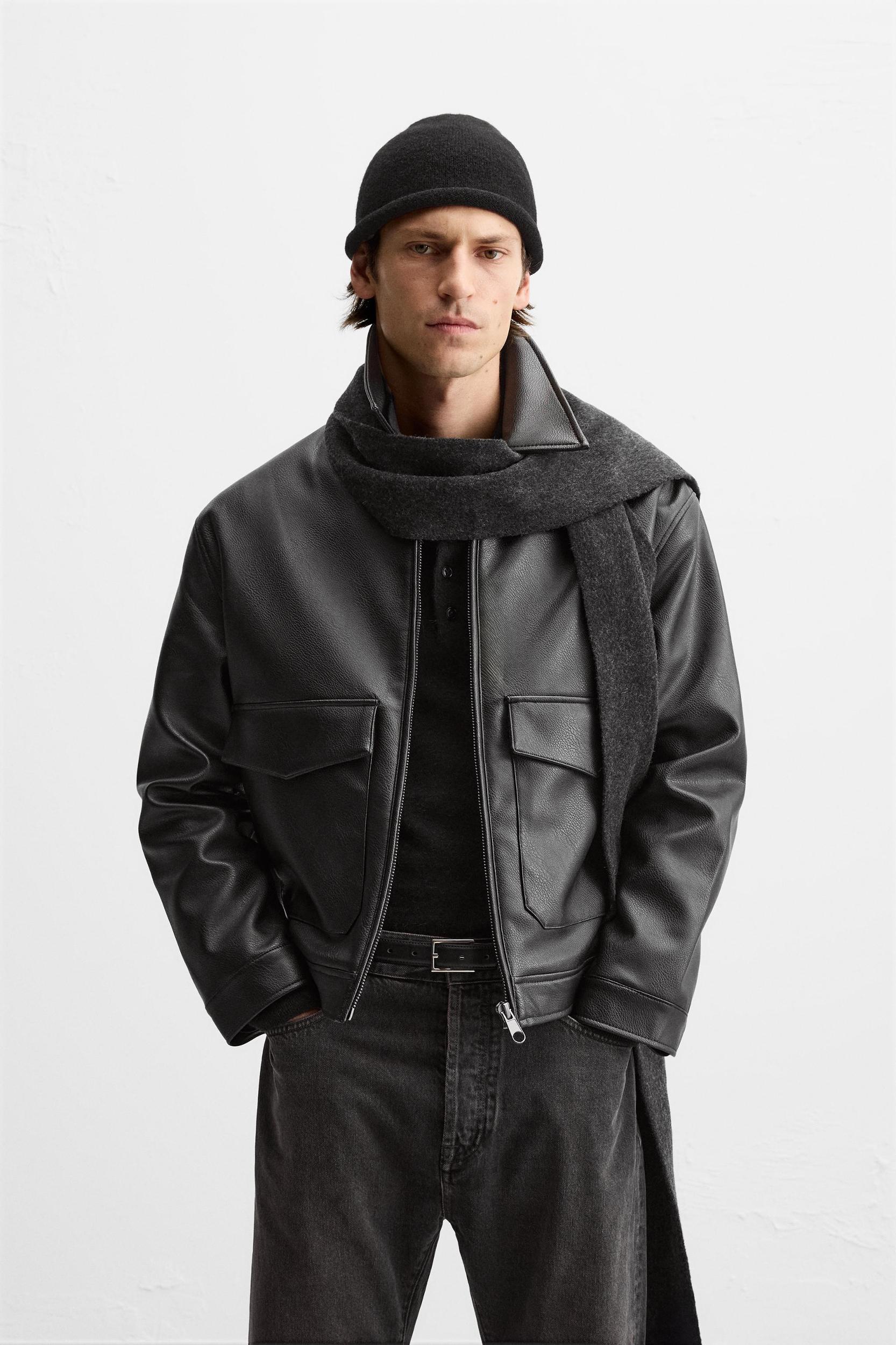 FAUX LEATHER POCKET JACKET Product Image