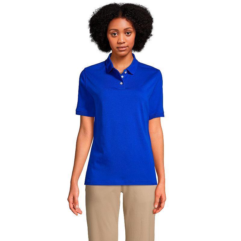 Women's Lands' End School Uniform Classic Short Sleeve Interlock Polo Top, Size: Large, White Product Image