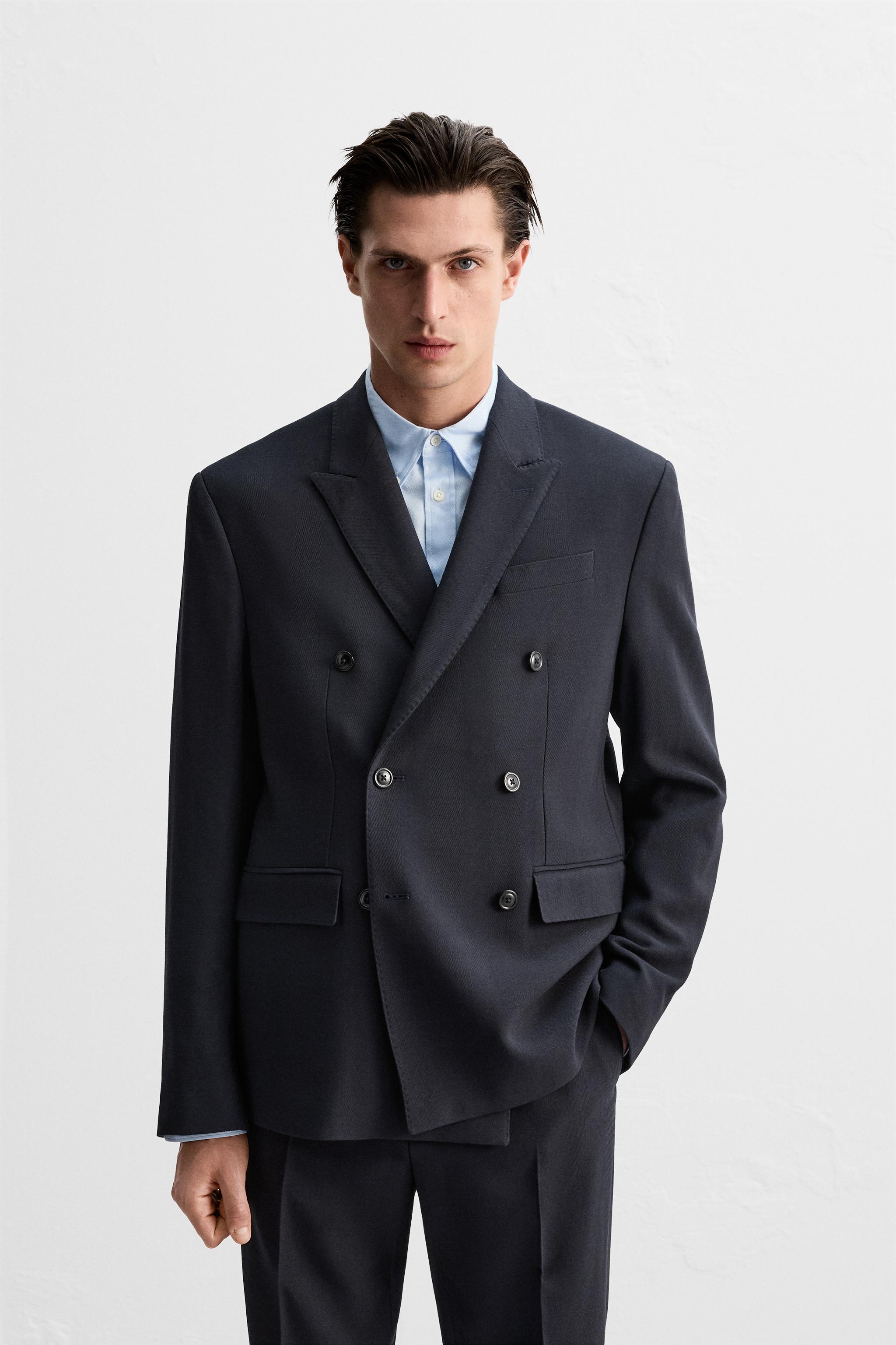 DOUBLE BREASTED HERRINGBONE SUIT JACKET Product Image