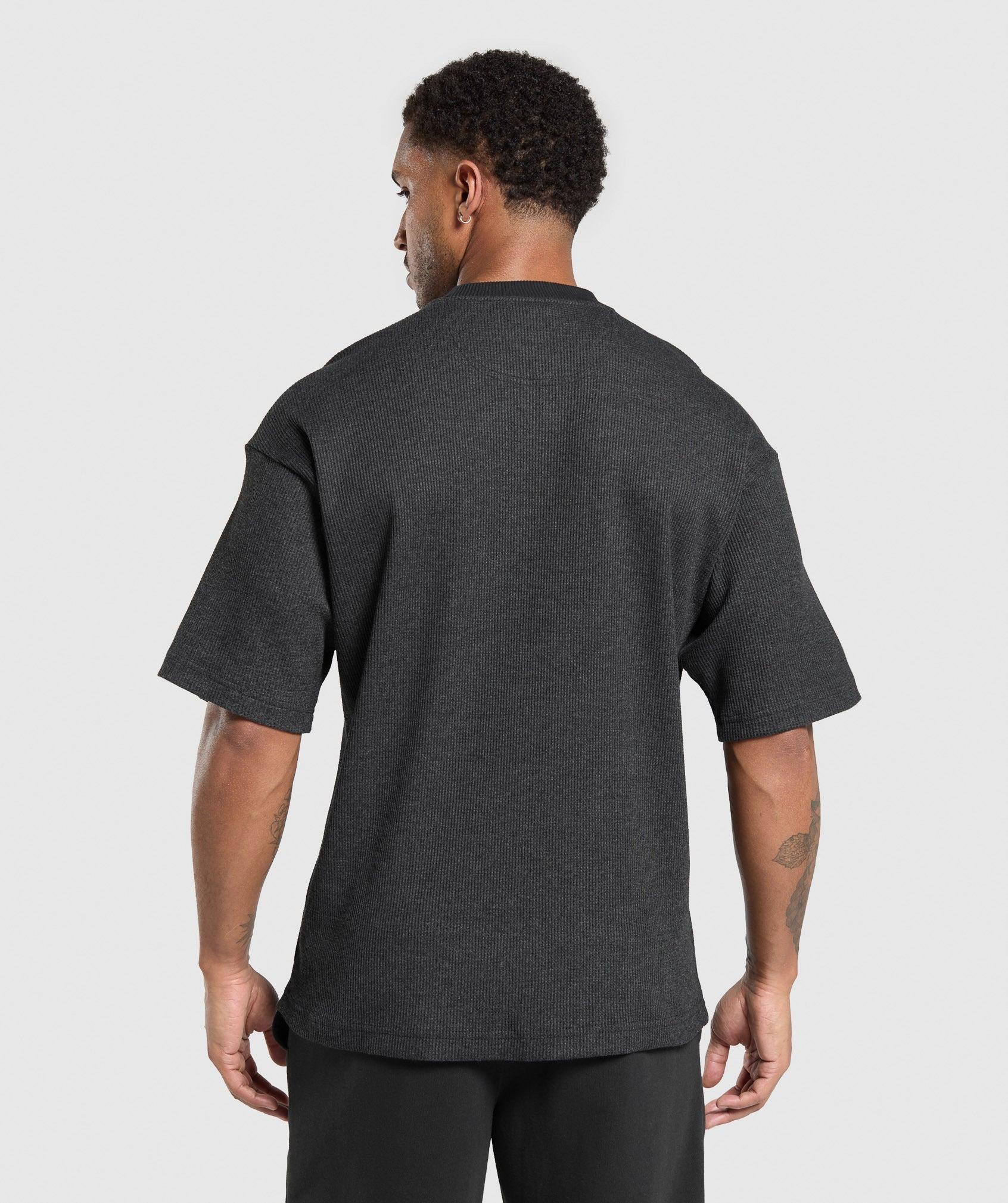 Gymshark Waffle Oversized T-Shirt - Black Male Product Image