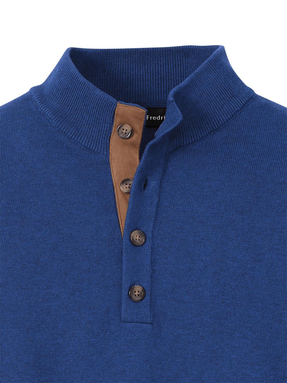 Supima Cotton Four Button Mock Neck Sweater - Plum Product Image