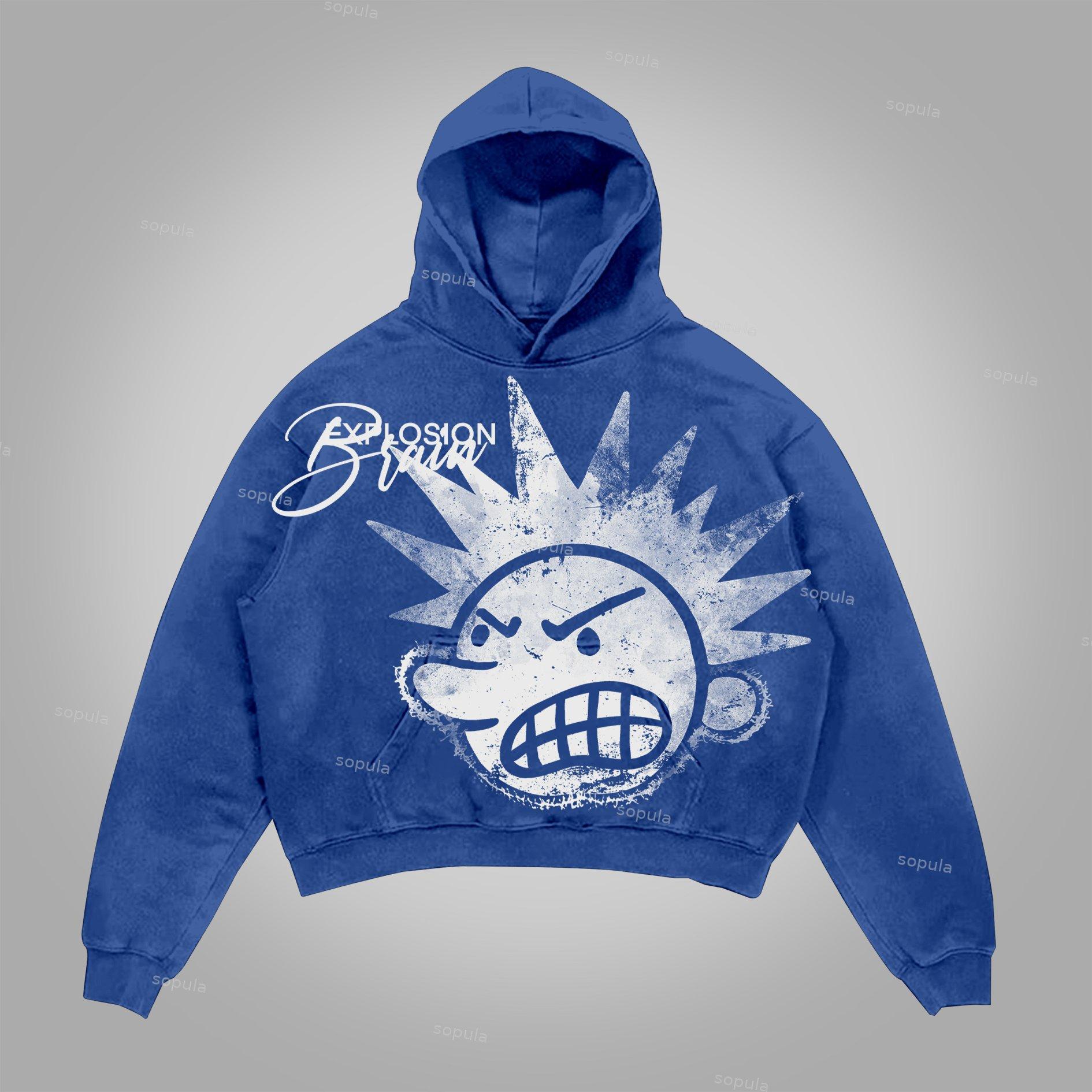 Sopula Casual The Brain Explodes Print Graphic Cotton Pocket Hoodie Product Image