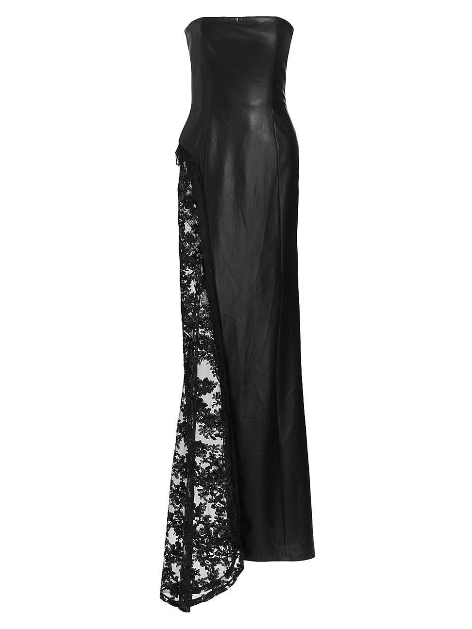 Womens Retha Strapless Vegan Leather & Sequined Gown Product Image