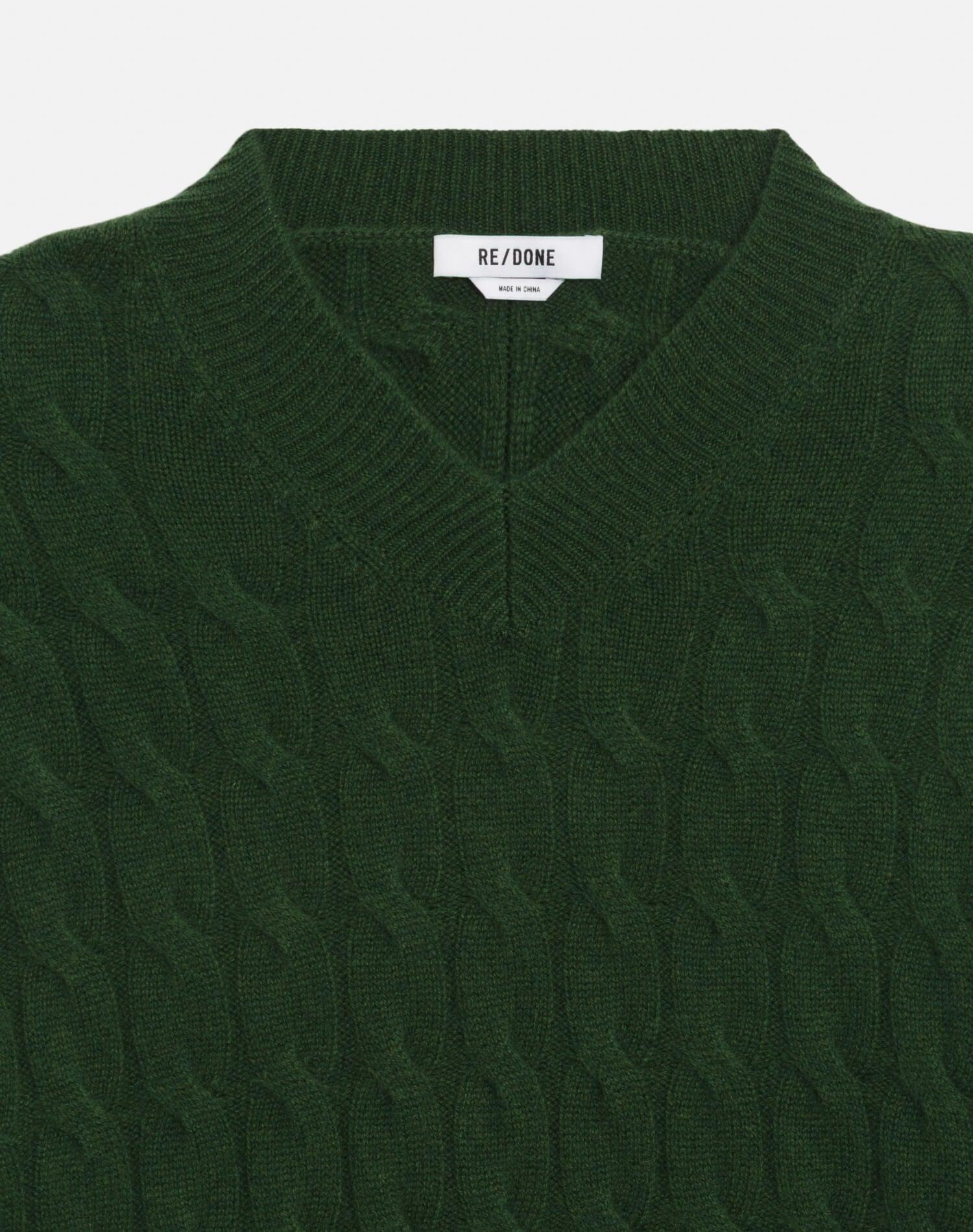 Cable V Neck Pullover - Cedar Product Image