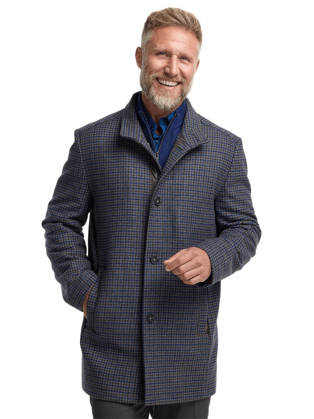 Wool Blend Check Carcoat - Multi Product Image