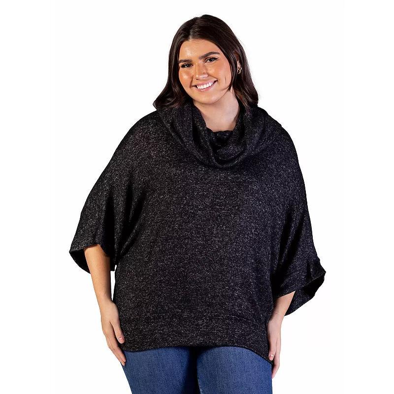 Plus Size 24Seven Comfort Apparel Heathered Cowlneck Dolman Sleeve Sweater, Women's, Size: 2XL, Gray Product Image