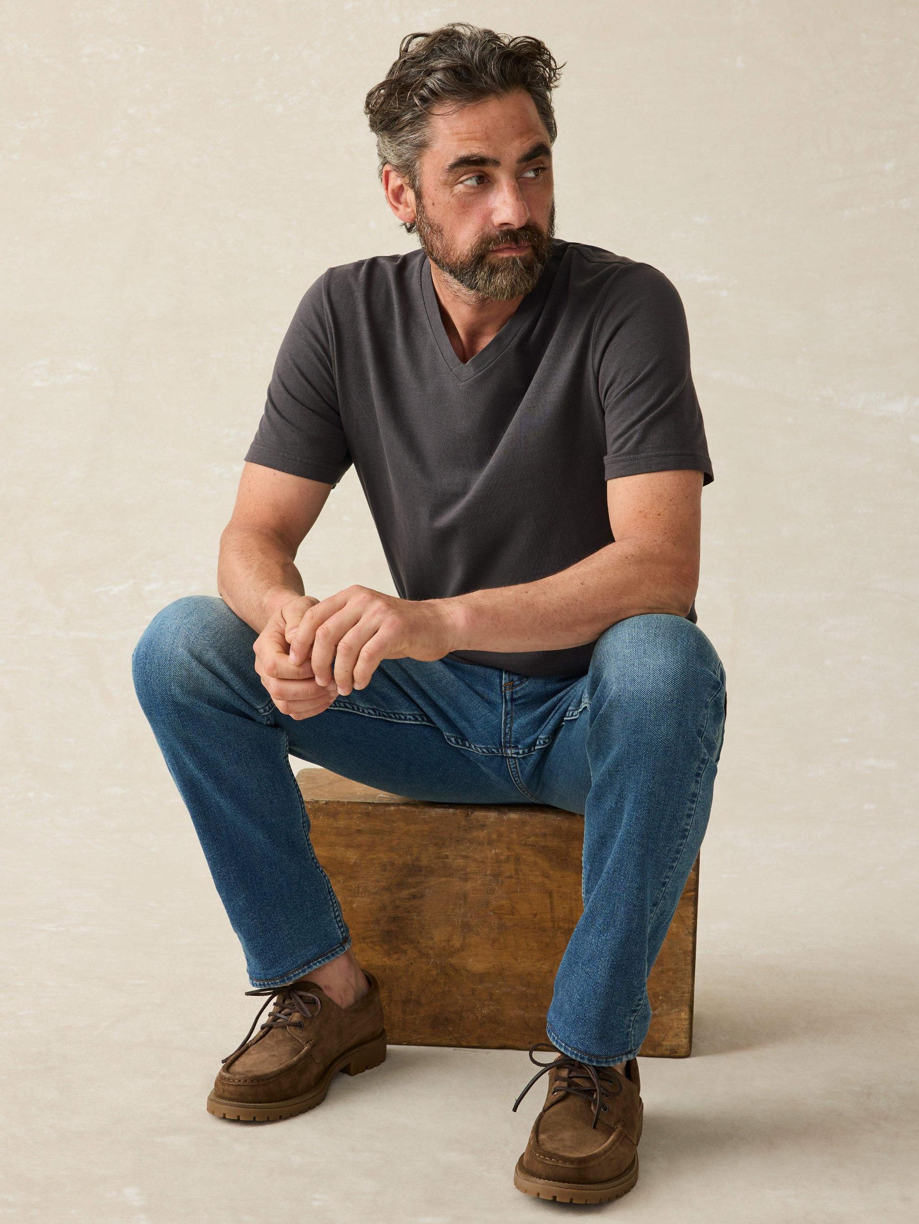 Sunwashed V-Neck Tee - Washed Black Male Product Image