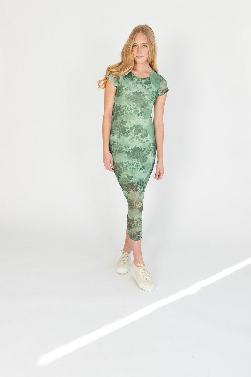 Green Floral Mesh Maxi Dress Product Image