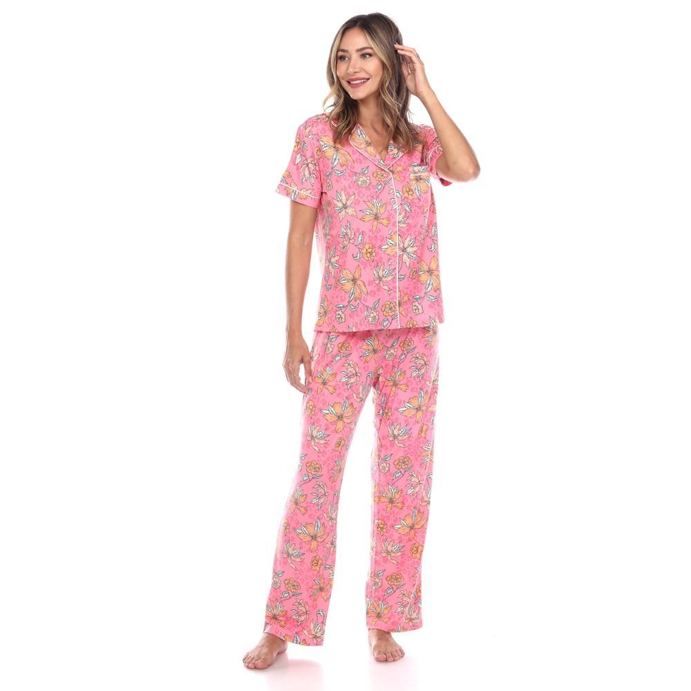 Women's Short Sleeve Top and Pants Pajama Set - White Mark Product Image