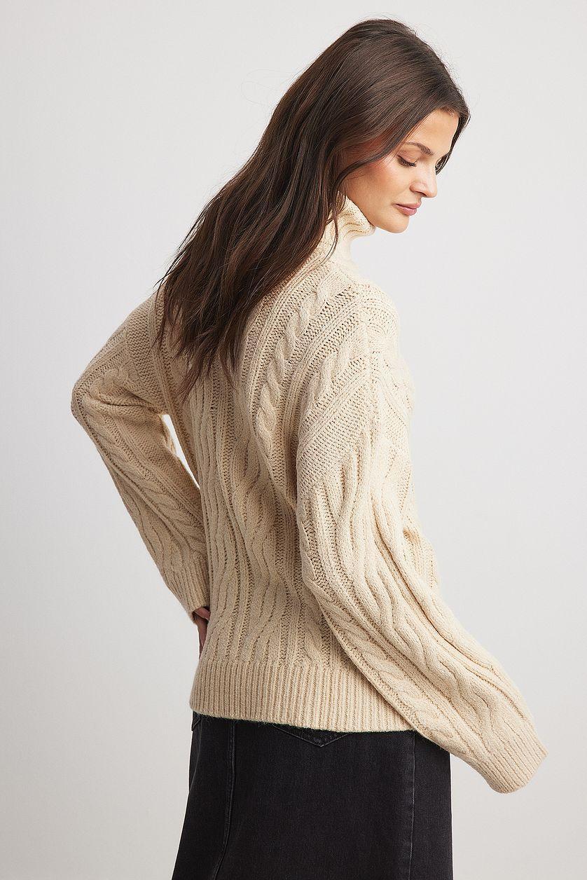 Turtleneck Knitted Cable Sweater Product Image
