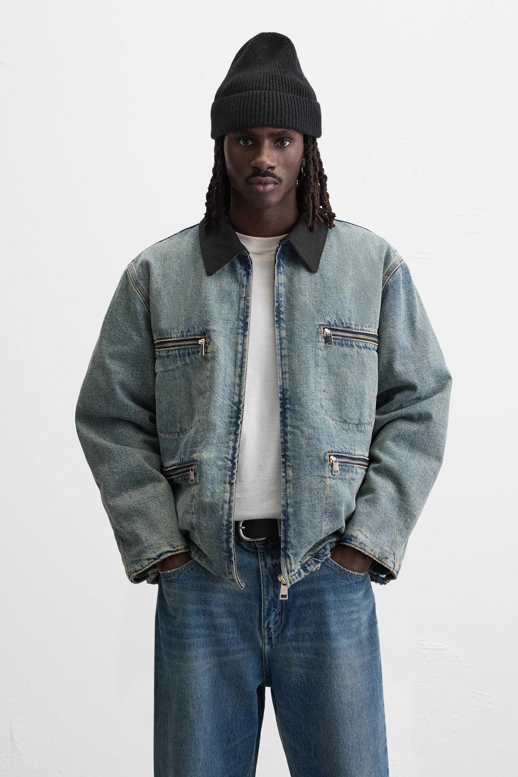 CONTRAST COLLAR DENIM JACKET Product Image