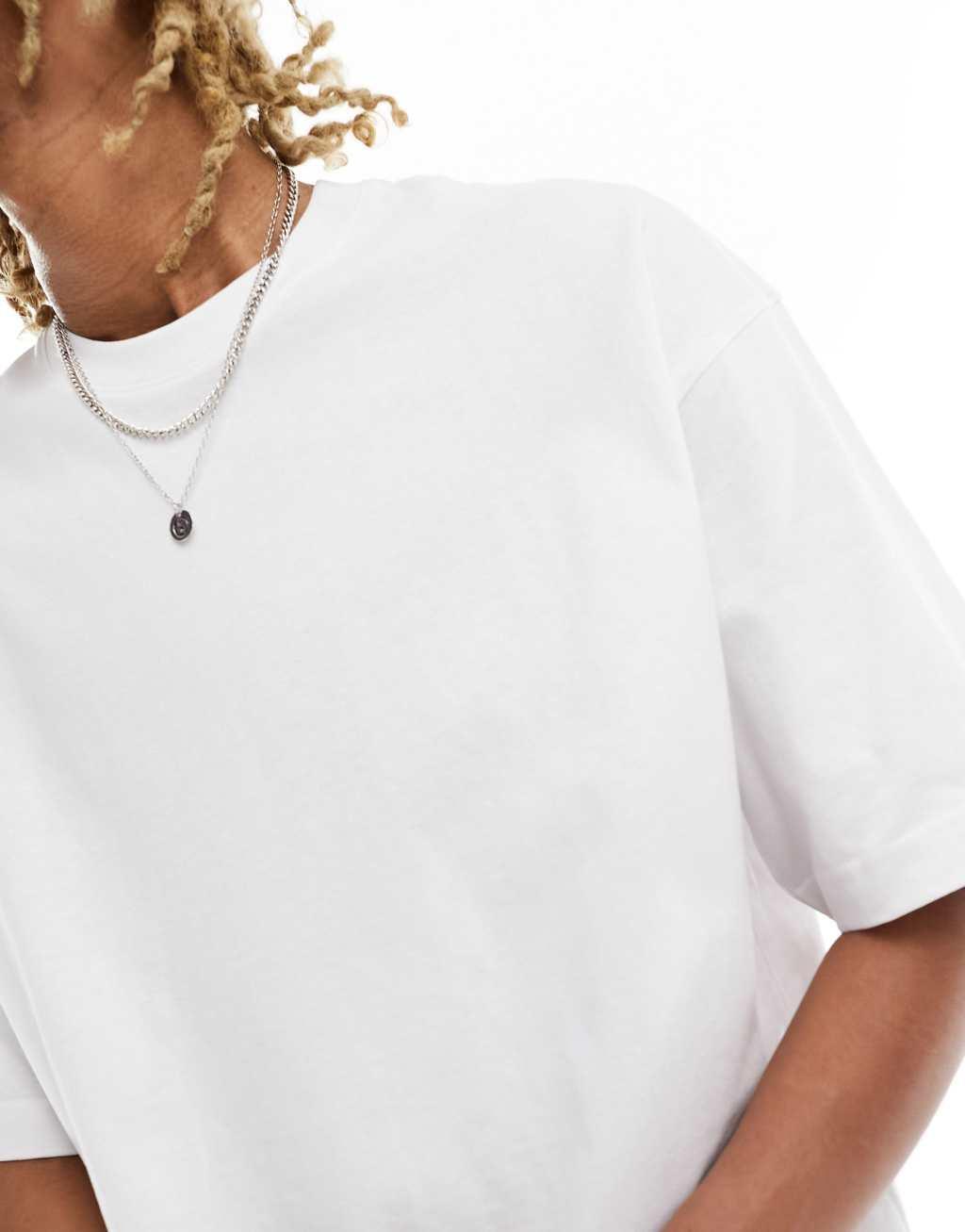 Bershka basic oversized T-shirt in white Product Image