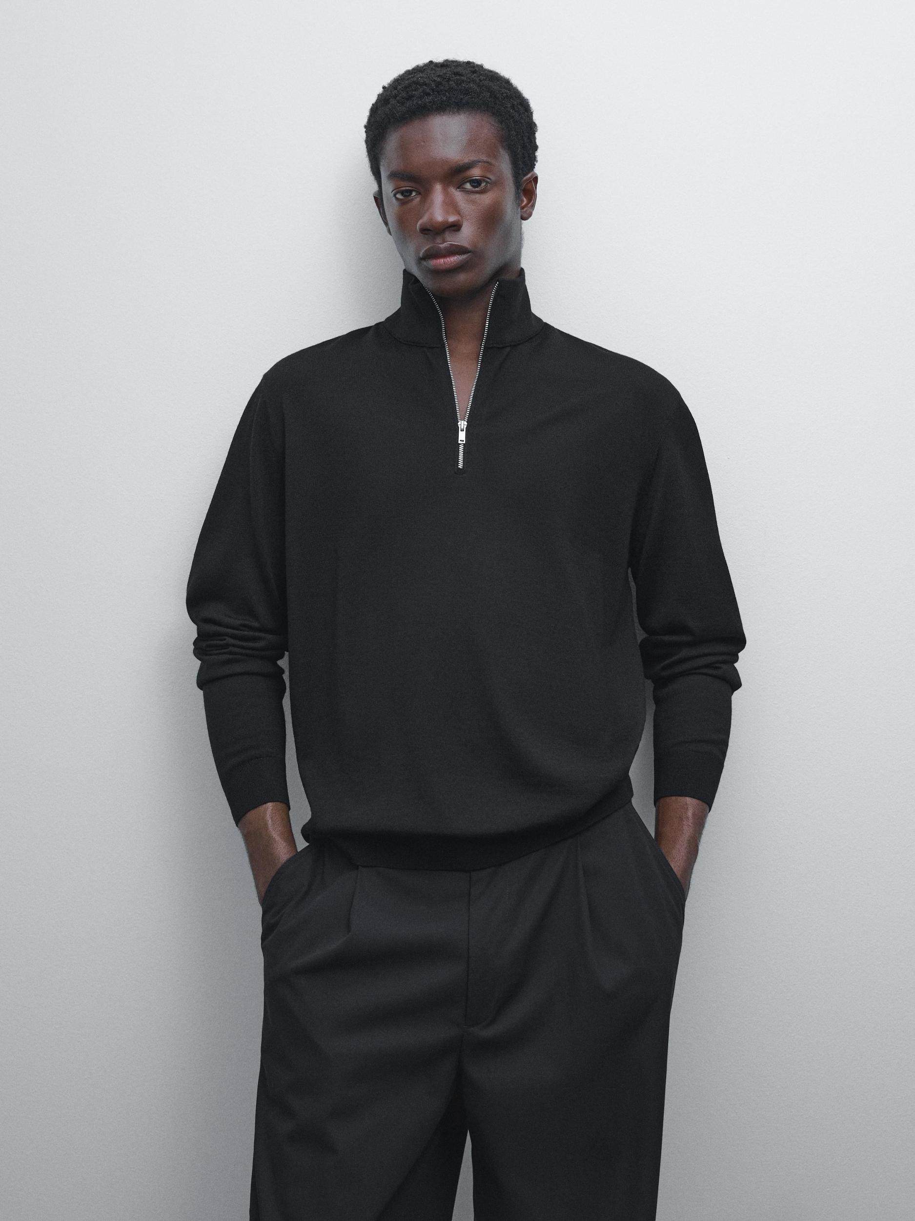 Quarter-zip knit sweater Product Image