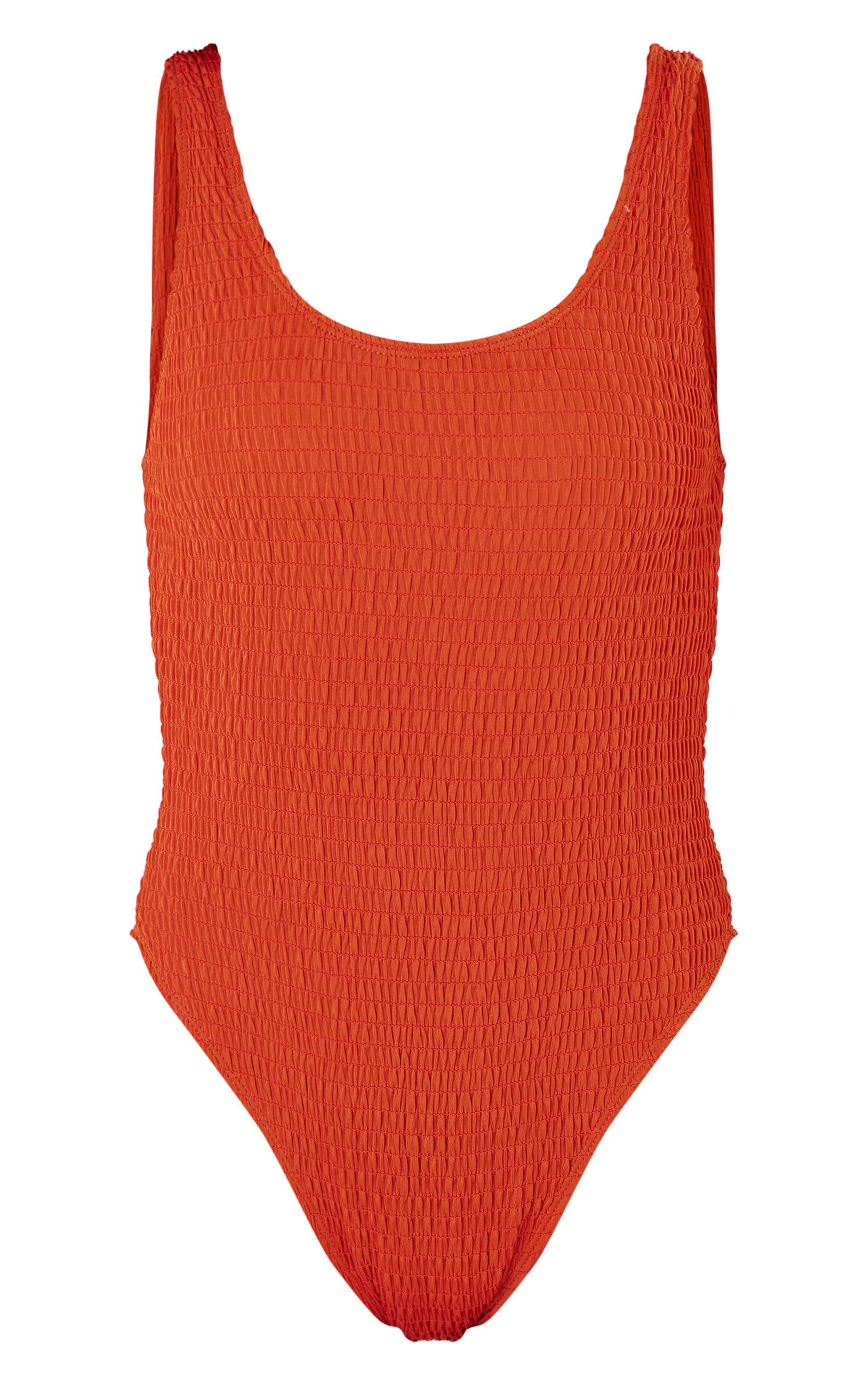 Rust Shirred Backless Swimsuit Product Image