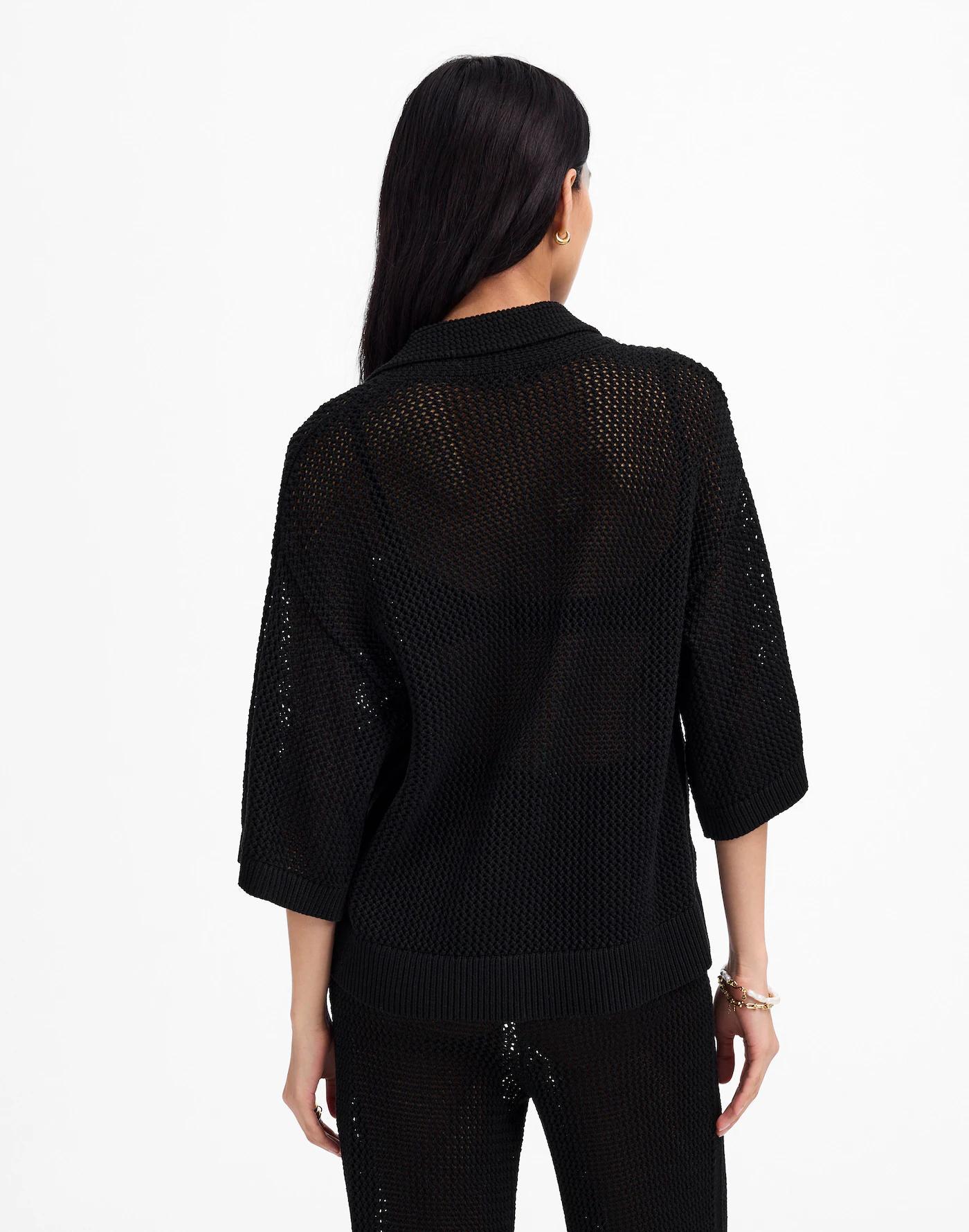 Open-Stitch Button-Front Cardigan Product Image