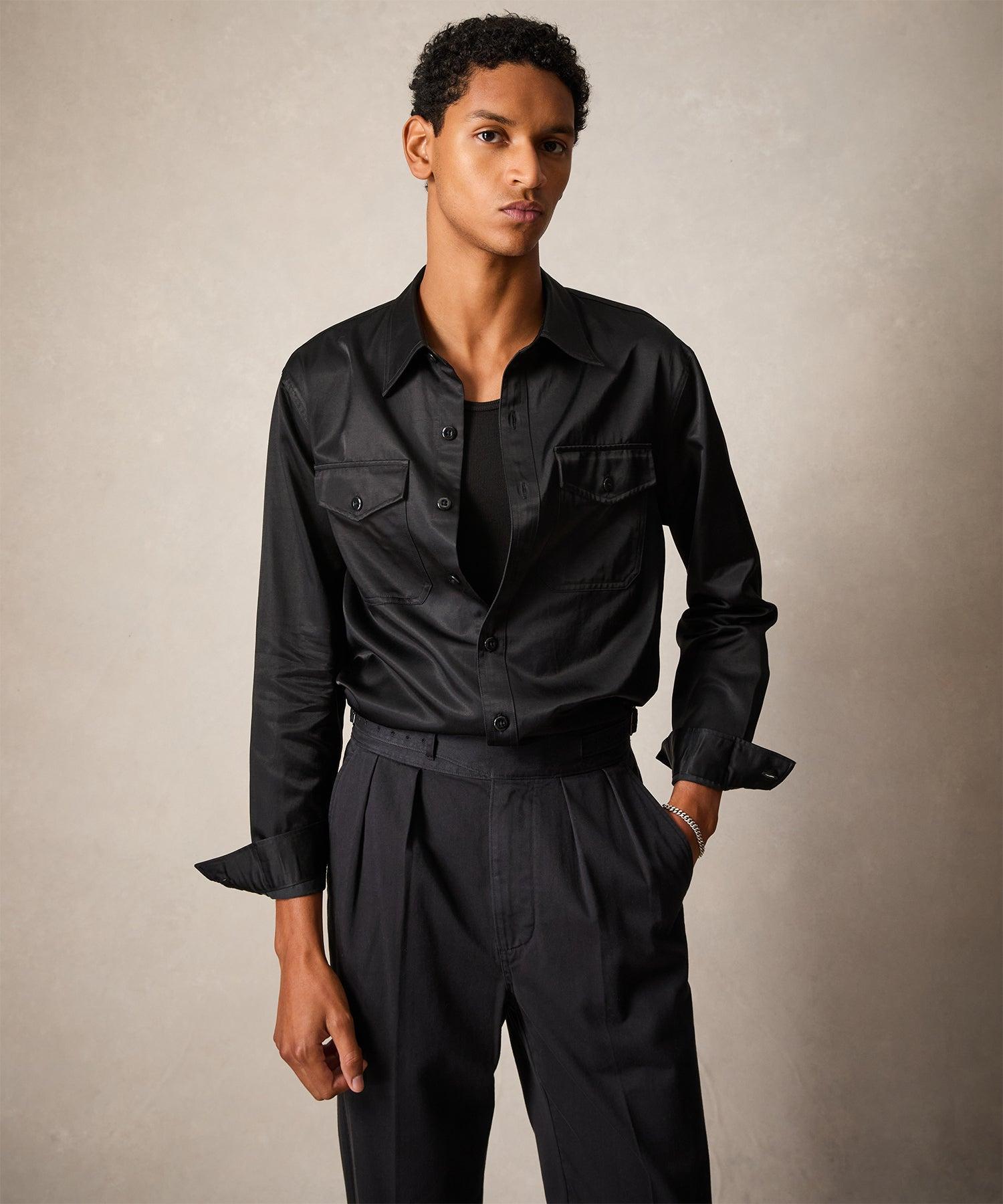 Japanese Sateen Utility Shirt in Black Product Image