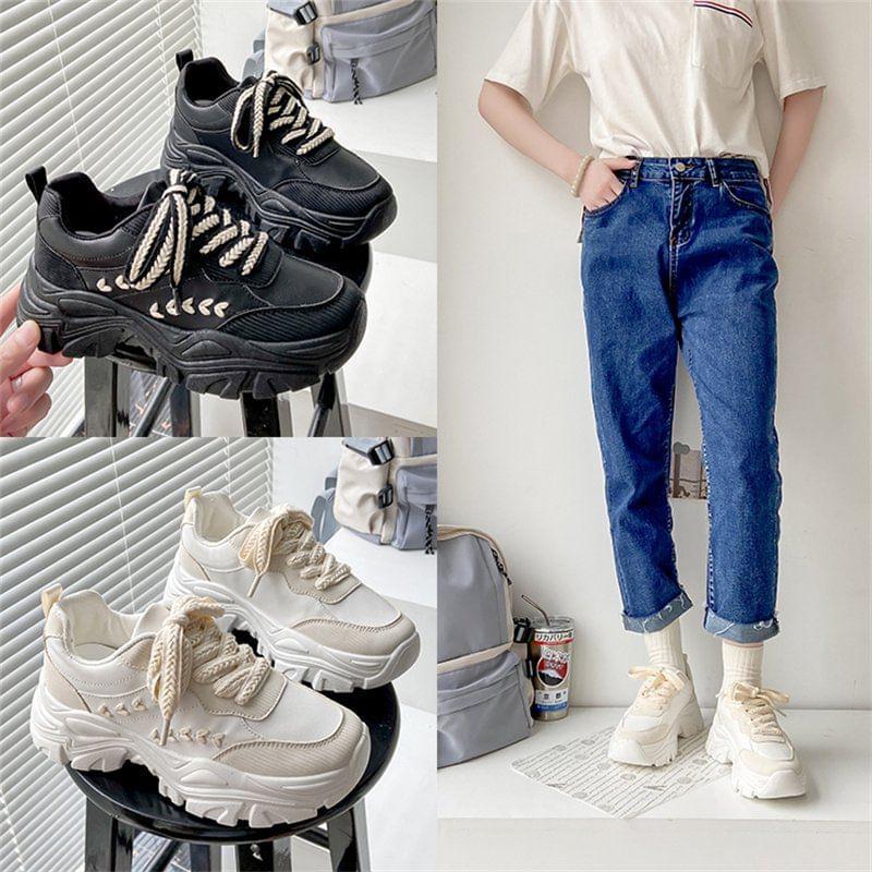Platform Lace Up Sneakers Product Image