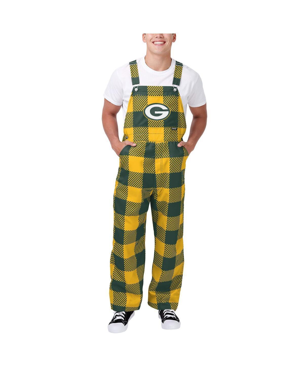 Mens FOCO Bay Packers Big Logo Plaid Overalls Product Image